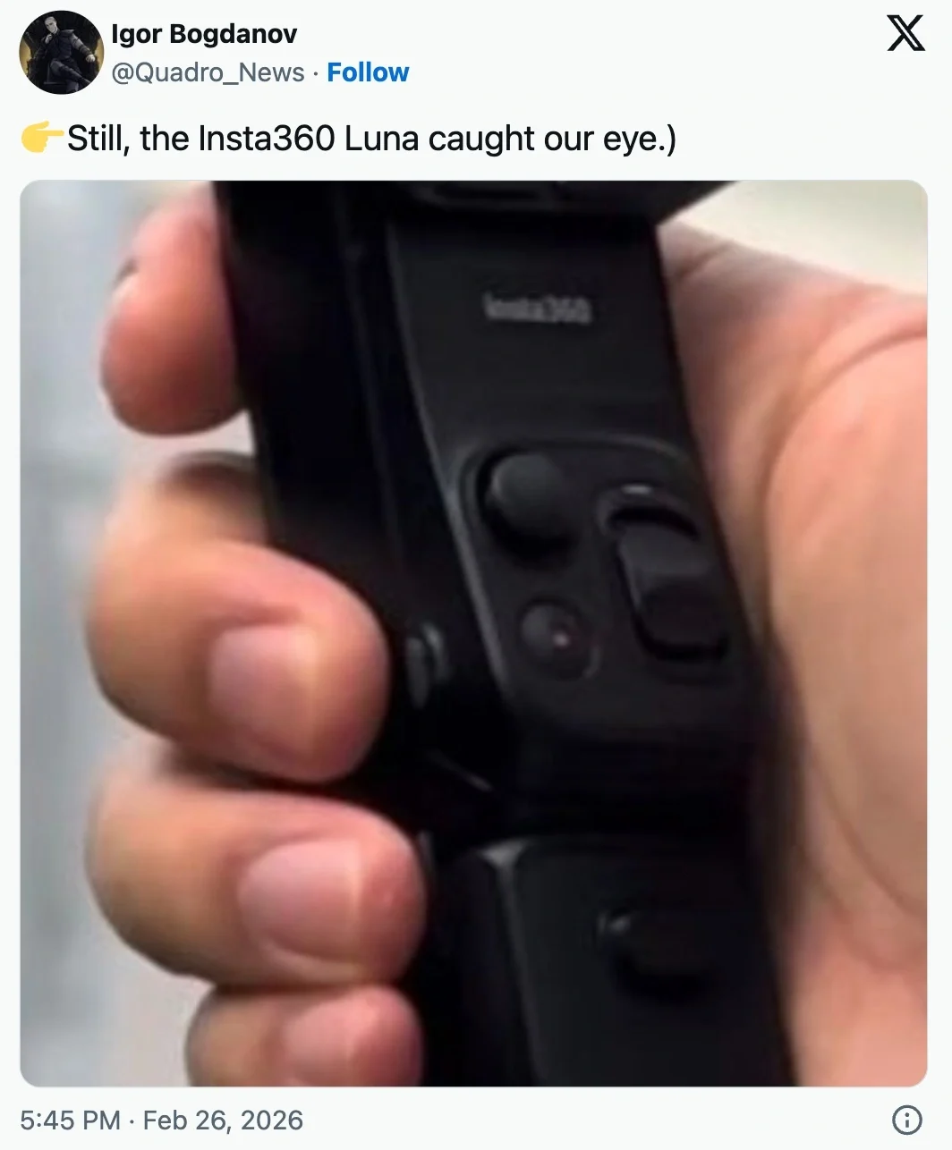 Leaked Specs Reveal Insta360 Luna Dual-Camera Gimbal With 70mm Telephoto Lens