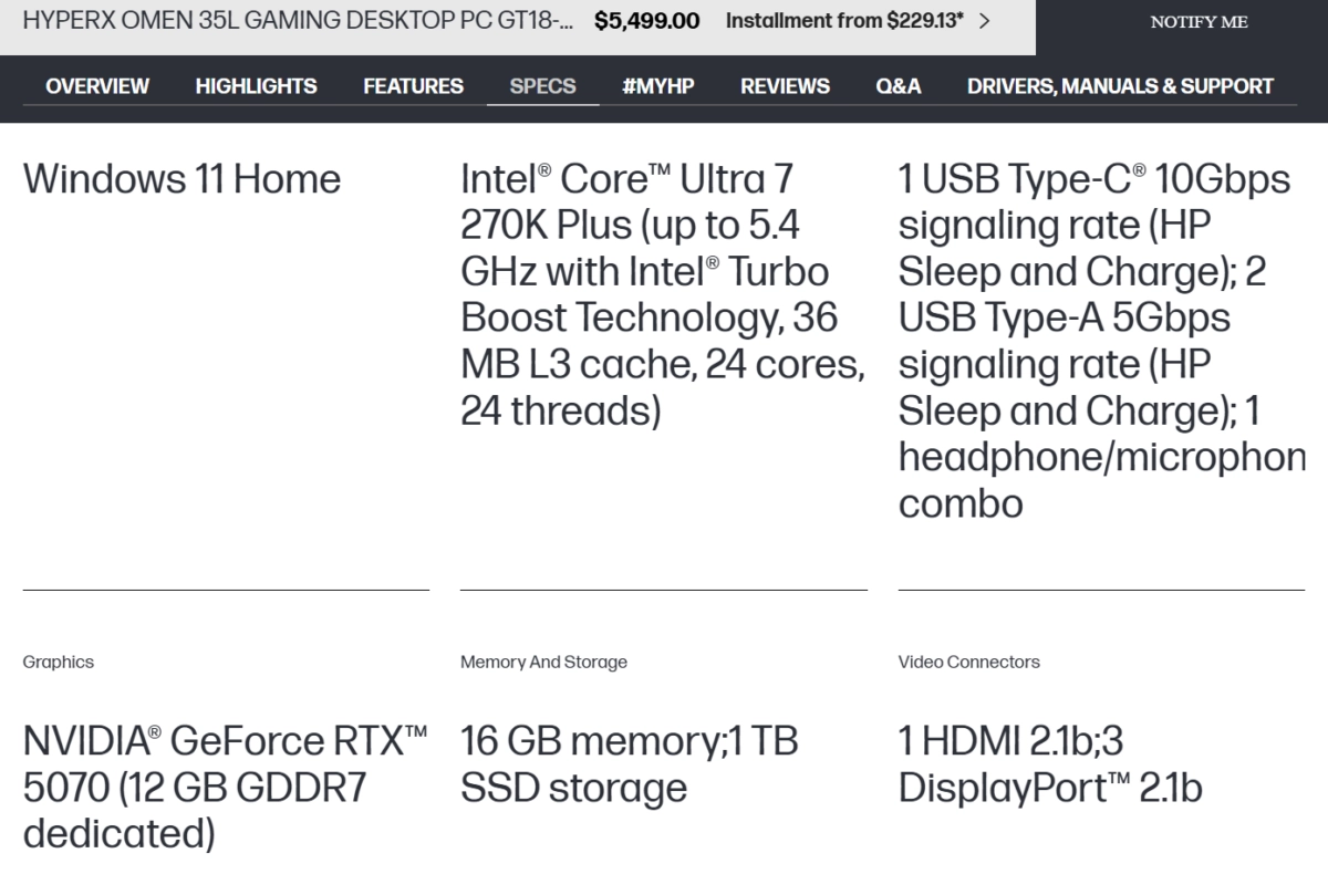 HP Leak Reveals First PC With Intel Core Ultra 7 270K Plus